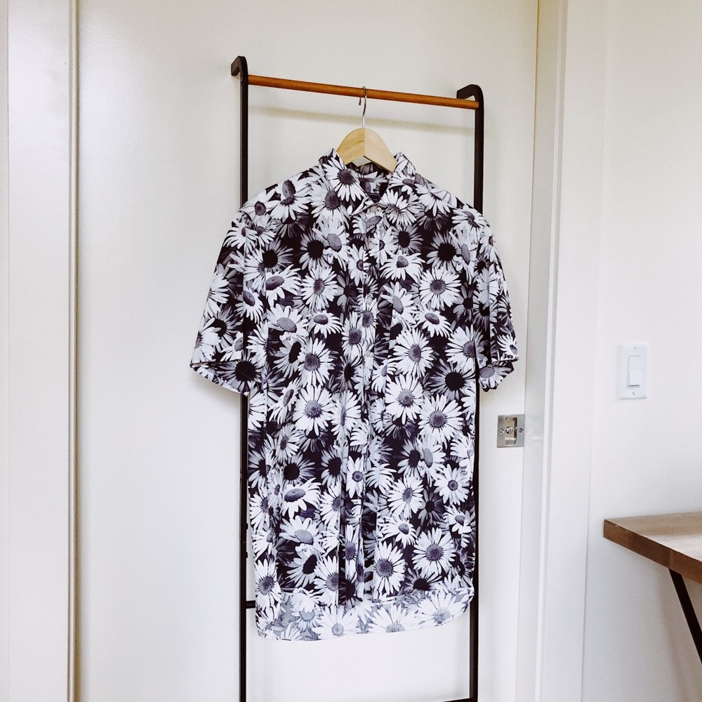 Topman allover print floral longline button up